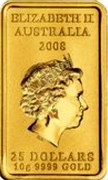 Australia 25 Dollars Turtle Dreaming 2009 Proof KM# 1106 ELIZABETH II AUSTRALIA 2008 25 DOLLARS 10G 9999 GOLD IRB coin obverse Australia 25 Dollars Turtle Dreaming 2009 Proof KM# 1106 ELIZABETH II AUSTRALIA 2008 25 DOLLARS 10G 9999 GOLD IRB coin obverse