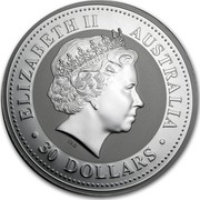 Australia 30 Dollars Australian Kookaburra 2005 KM# 888 ELIZABETH II AUSTRALIA 30 DOLLARS IRB coin obverse Australia 30 Dollars Australian Kookaburra 2005 KM# 888 ELIZABETH II AUSTRALIA 30 DOLLARS IRB coin obverse