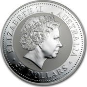 Australia 30 Dollars Horse Running Left 2002 KM# 586 ELIZABETH II AUSTRALIA 30 DOLLARS coin obverse Australia 30 Dollars Horse Running Left 2002 KM# 586 ELIZABETH II AUSTRALIA 30 DOLLARS coin obverse