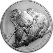 Australia 30 Dollars Koala on branch 2010 KM# 1466 1 KILO 999 SILVER P coin reverse Australia 30 Dollars Koala on branch 2010 KM# 1466 1 KILO 999 SILVER P coin reverse