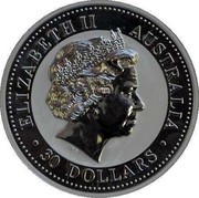 Australia 30 Dollars Lunar Goats 2003 KM# 681 ELIZABETH II AUSTRALIA 30 DOLLARS coin obverse Australia 30 Dollars Lunar Goats 2003 KM# 681 ELIZABETH II AUSTRALIA 30 DOLLARS coin obverse
