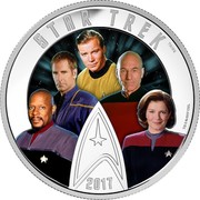 Canada 30 Dollars Star Trek - Five Captains 2017 Proof STAR TREK 2017 TM/MC TM & 2017 CBS. coin reverse Canada 30 Dollars Star Trek - Five Captains 2017 Proof STAR TREK 2017 TM/MC TM & 2017 CBS. coin reverse