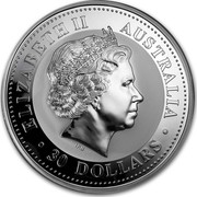 Australia 30 Dollars The Australian Kookaburra 2004 KM# 882 ELIZABETH II AUSTRALIA 30 DOLLARS IRB coin obverse Australia 30 Dollars The Australian Kookaburra 2004 KM# 882 ELIZABETH II AUSTRALIA 30 DOLLARS IRB coin obverse