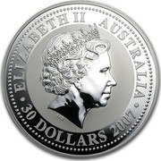 Australia 30 Dollars Year of the Tiger 2007 ELIZABETH II AUSTRALIA 30 DOLLARS 2007 IRB coin obverse Australia 30 Dollars Year of the Tiger 2007 ELIZABETH II AUSTRALIA 30 DOLLARS 2007 IRB coin obverse