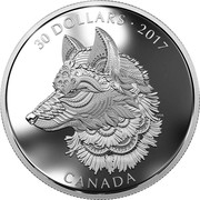 Canada 30 Dollars Zentangle Art - Great Grey Wolf 2017 Proof 30 DOLLARS 2017 CANADA JVDL coin reverse Canada 30 Dollars Zentangle Art - Great Grey Wolf 2017 Proof 30 DOLLARS 2017 CANADA JVDL coin reverse