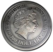 Australia 300 Dollars Year of the Dog 2006 KM# 1006 ELIZABETH II AUSTRALIA 300 DOLLARS IRB coin obverse Australia 300 Dollars Year of the Dog 2006 KM# 1006 ELIZABETH II AUSTRALIA 300 DOLLARS IRB coin obverse