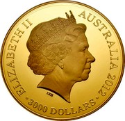 Australia 3000 Dollars Lunar Dragon 2012 KM# 1678a ELIZABETH II AUSTRALIA 2012 3000 DOLLARS coin obverse Australia 3000 Dollars Lunar Dragon 2012 KM# 1678a ELIZABETH II AUSTRALIA 2012 3000 DOLLARS coin obverse