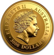 Australia 3000 Dollars Year of the Goat 2003 KM# 716 ELIZABETH II AUSTRALIA 3000 DOLLARS IRB coin obverse