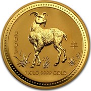 Australia 3000 Dollars Year of the Goat 2003 KM# 716 2003 1 KILO 9999 GOLD coin reverse