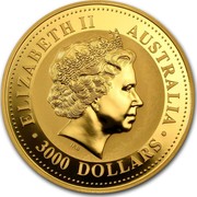 Australia 3000 Dollars Year of the Snake 2001 KM# 706 ELIZABETH II AUSTRALIA 3000 DOLLARS IRB coin obverse