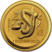 Australia 3000 Dollars Year of the Snake 2001 KM# 706 2001 1 KILO 9999 GOLD coin reverse