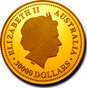 Australia 30000 Dollars Year of the Dog 10 kilo 2006 Proof KM# 1007 ELIZABETH II AUSTRALIA 30000 DOLLARS coin obverse Australia 30000 Dollars Year of the Dog 10 kilo 2006 Proof KM# 1007 ELIZABETH II AUSTRALIA 30000 DOLLARS coin obverse