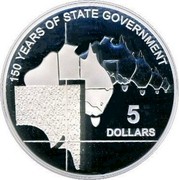 Australia 5 Dollars 150 Years of State Government 2007 KM# 1046 150 YEARS OF STATE GOVERNMENT 5 DOLLARS coin reverse Australia 5 Dollars 150 Years of State Government 2007 KM# 1046 150 YEARS OF STATE GOVERNMENT 5 DOLLARS coin reverse