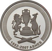 Australia 5 Dollars Ashes 2007 KM# 865 1882-2007 ASHES coin reverse Australia 5 Dollars Ashes 2007 KM# 865 1882-2007 ASHES coin reverse