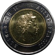 Australia 5 Dollars Battle of Sunda Strait 2002 KM# 601 ELIZABETH II AUSTRALIA 2002 IRB coin obverse