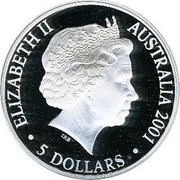 Australia 5 Dollars Centenary of Federation 2001 KM# 591 ELIZABETH II AUSTRALIA 2001 5 DOLLARS IRB coin obverse Australia 5 Dollars Centenary of Federation 2001 KM# 591 ELIZABETH II AUSTRALIA 2001 5 DOLLARS IRB coin obverse