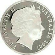 Australia 5 Dollars Clifford Possum Tjapaltjarri 2007 Proof KM# 862 ELIZABETH II AUSTRALIA 2007 coin obverse Australia 5 Dollars Clifford Possum Tjapaltjarri 2007 Proof KM# 862 ELIZABETH II AUSTRALIA 2007 coin obverse
