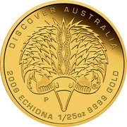 Australia 5 Dollars Discover Australia - Echidna 2009 KM# 1221 DISCOVER AUSTRALIA 2009 ECHIDNA 1/25 OZ 9999 GOLD P DB coin reverse Australia 5 Dollars Discover Australia - Echidna 2009 KM# 1221 DISCOVER AUSTRALIA 2009 ECHIDNA 1/25 OZ 9999 GOLD P DB coin reverse