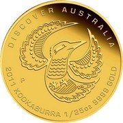 Australia 5 Dollars (Discover Australia - Kookaburra) KM# 1547 DISCOVER AUSTRALIA 2011 KOOKABURRA 1/25 OZ 9999 GOLD P DB coin reverse Australia 5 Dollars (Discover Australia - Kookaburra) KM# 1547 DISCOVER AUSTRALIA 2011 KOOKABURRA 1/25 OZ 9999 GOLD P DB coin reverse