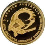 Australia 5 Dollars Discover Australia - Saltwater Crocodile 2010 KM# 1420 DISCOVER AUSTRALIA 2010 SALTWATER CROCODILE 1/25 OZ 9999 GOLD P DB coin reverse Australia 5 Dollars Discover Australia - Saltwater Crocodile 2010 KM# 1420 DISCOVER AUSTRALIA 2010 SALTWATER CROCODILE 1/25 OZ 9999 GOLD P DB coin reverse