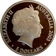 Australia 5 Dollars Finale 2003 B Proof KM# 1017 ELIZABETH II - AUSTRALIA 2003 5 DOLLARS coin obverse Australia 5 Dollars Finale 2003 B Proof KM# 1017 ELIZABETH II - AUSTRALIA 2003 5 DOLLARS coin obverse
