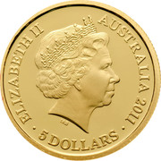 Australia 5 Dollars Historic Convict Past - Cascades Female Factory 2011 Proof KM# 1638 ELIZABETH II AUSTRALIA 2011 5 DOLLARS IRB coin obverse