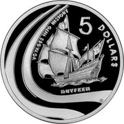 Australia 5 Dollars Jacht Duyfken 2002 KM# 653 VOYAGES INTO HISTORY 5 DOLLARS DUYFEN coin reverse Australia 5 Dollars Jacht Duyfken 2002 KM# 653 VOYAGES INTO HISTORY 5 DOLLARS DUYFEN coin reverse