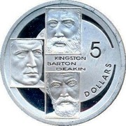 Australia 5 Dollars Kingston - Barton and Deakin 2001 KM# 637 KINGSTON BARTON DEAKIN 5 DOLLARS coin reverse Australia 5 Dollars Kingston - Barton and Deakin 2001 KM# 637 KINGSTON BARTON DEAKIN 5 DOLLARS coin reverse