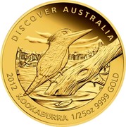 Australia 5 Dollars Kookaburra 2012 P Proof KM# 1717 DISCOVER AUSTRALIA 2012 KOOKABURRA 1/25OZ 9999 GOLD coin reverse