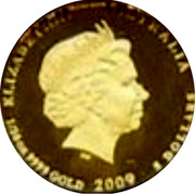 Australia 5 Dollars Kookaburra on branch head left 2009 Proof KM# 1302 ELIZABETH II AUSTRALIA 1/20 OZ 9999 GOLD 2009 5 DOLLARS coin obverse Australia 5 Dollars Kookaburra on branch head left 2009 Proof KM# 1302 ELIZABETH II AUSTRALIA 1/20 OZ 9999 GOLD 2009 5 DOLLARS coin obverse