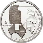 Australia 5 Dollars Northern Territory 2008 KM# 1065 5 DOLLARS 30 YEARS OF TERRITORY GOVERNMENT NOTHERN TERRITORY coin reverse Australia 5 Dollars Northern Territory 2008 KM# 1065 5 DOLLARS 30 YEARS OF TERRITORY GOVERNMENT NOTHERN TERRITORY coin reverse