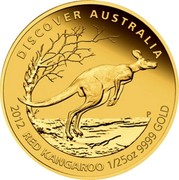 Australia 5 Dollars Red Kangaroo 2012 P Proof KM# 1719 DISCOVER AUSTRALIA 2012 RED KANGAROO 1/25 OZ 9999 GOLD coin reverse