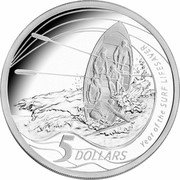 Australia 5 Dollars Year of the Surf Lifesaver 2007 KM# 1045 5 DOLLARS YEAR OF THE SURF LIFESAVER coin reverse Australia 5 Dollars Year of the Surf Lifesaver 2007 KM# 1045 5 DOLLARS YEAR OF THE SURF LIFESAVER coin reverse