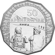 Australia 50 Cents Australia at War - Afghanistan 2016  50 AFGHANISTAN coin reverse Australia 50 Cents Australia at War - Afghanistan 2016  50 AFGHANISTAN coin reverse