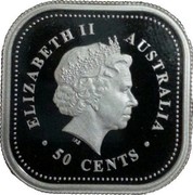 Australia 50 Cents Australian Kookaburra 2002 KM# 875 ELIZABETH II AUSTRALIA 50 CENTS IRB coin obverse Australia 50 Cents Australian Kookaburra 2002 KM# 875 ELIZABETH II AUSTRALIA 50 CENTS IRB coin obverse