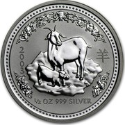 Australia 50 Cents Year of the Goat 2003 KM# 664 2003 1/2 OZ 999 SILVER SA coin reverse Australia 50 Cents Year of the Goat 2003 KM# 664 2003 1/2 OZ 999 SILVER SA coin reverse