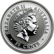 Australia 50 Cents Year of the Horse 2002 KM# 579 ELIZABETH II AUSTRALIA 50 CENTS IRB coin obverse Australia 50 Cents Year of the Horse 2002 KM# 579 ELIZABETH II AUSTRALIA 50 CENTS IRB coin obverse