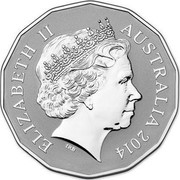 Australia 50 Cents Year of the Horse 2014  ELIZABETH II AUSTRALIA 2014 coin obverse Australia 50 Cents Year of the Horse 2014  ELIZABETH II AUSTRALIA 2014 coin obverse