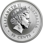 Australia 50 Cents Year of the Monkey 2004 KM# 673 ELIZABETH II AUSTRALIA 50 CENTS IRB coin obverse