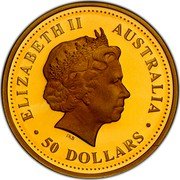 Australia 50 Dollars Brolga 2008 P Proof KM# 1198 ELIZABETH II AUSTRALIA 50 DOLLARS coin obverse Australia 50 Dollars Brolga 2008 P Proof KM# 1198 ELIZABETH II AUSTRALIA 50 DOLLARS coin obverse