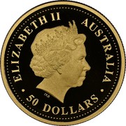 Australia 50 Dollars Common wombat 2007 P Proof KM# 970 ELIZABETH II AUSTRALIA ∙50 DOLLARS∙ IRB coin obverse