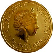Australia 50 Dollars Crouching Kangaroos 2005 KM# 909 ELIZABETH II AUSTRALIA 50 DOLLARS coin obverse Australia 50 Dollars Crouching Kangaroos 2005 KM# 909 ELIZABETH II AUSTRALIA 50 DOLLARS coin obverse