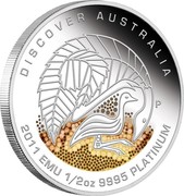 Australia 50 Dollars Discover Australia - Emu 2011 KM# 1539 DISCOVER AUSTRALIA 2011 EMU 1/2 OZ 9995 PLATINUM P DB coin reverse Australia 50 Dollars Discover Australia - Emu 2011 KM# 1539 DISCOVER AUSTRALIA 2011 EMU 1/2 OZ 9995 PLATINUM P DB coin reverse