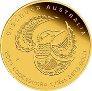 Australia 50 Dollars (Discover Australia - Kookaburra) KM# 1549 DISCOVER AUSTRALIA 2011 KOOKABURRA 1/2 OZ 9999 GOLD P DB coin reverse Australia 50 Dollars (Discover Australia - Kookaburra) KM# 1549 DISCOVER AUSTRALIA 2011 KOOKABURRA 1/2 OZ 9999 GOLD P DB coin reverse