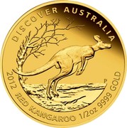 Australia 50 Dollars Discover Australia - Red Kangaroo 2012 KM# 1729 DISCOVER AUSTRALIA 2012 RED KANGAROO 1/2 OZ 9999 GOLD P coin reverse Australia 50 Dollars Discover Australia - Red Kangaroo 2012 KM# 1729 DISCOVER AUSTRALIA 2012 RED KANGAROO 1/2 OZ 9999 GOLD P coin reverse