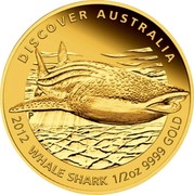 Australia 50 Dollars Discover Australia - Whale Shark 2012 KM# 1728 DISCOVER AUSTRALIA 2012 WHALE SHARK 1/2 OZ 9999 GOLD P coin reverse Australia 50 Dollars Discover Australia - Whale Shark 2012 KM# 1728 DISCOVER AUSTRALIA 2012 WHALE SHARK 1/2 OZ 9999 GOLD P coin reverse