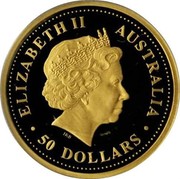 Australia 50 Dollars Grey Kangaroo 2006 P Proof KM# 955 ELIZABETH II AUSTRALIA 50 DOLLARS coin obverse Australia 50 Dollars Grey Kangaroo 2006 P Proof KM# 955 ELIZABETH II AUSTRALIA 50 DOLLARS coin obverse