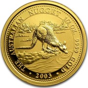 Australia 50 Dollars Kangaroo browsing 2002 KM# 899 AUSTRALIAN NUGGET 1/2 OZ. 9999 GOLD 2003 coin reverse