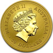 Australia 50 Dollars Kangaroos 2002 KM# 692 ELIZABETH II AUSTRALIA 50 DOLLARS IRB coin obverse