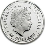 Australia 50 Dollars Koala 2002 Proof KM# 924 ELIZABETH II AUSTRALIA 50 DOLLARS coin obverse